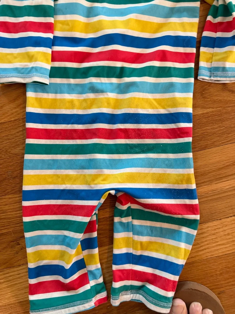 Baby Boden Yellow and White Striped Rash Guard